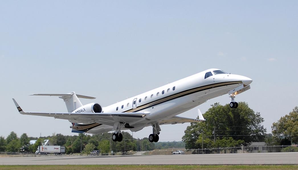 Jet taking flight at the Albertville Regional Airport