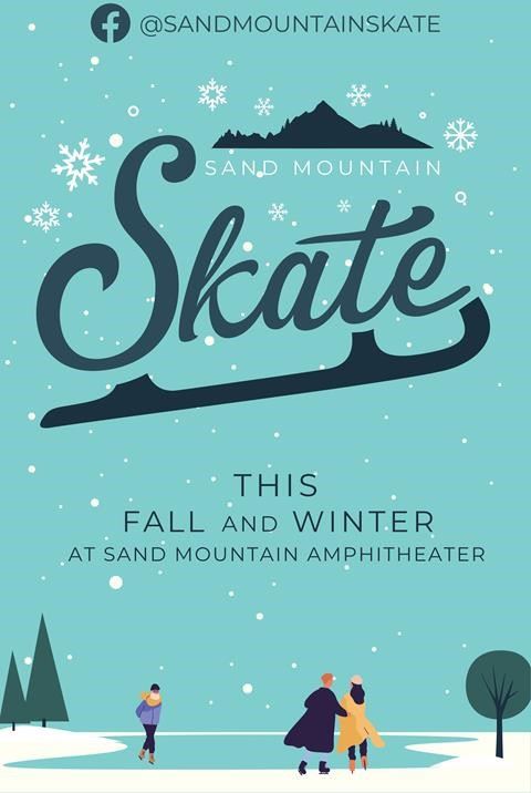 Flyer advertising the ice skating rink coming to Albertville, AL November through January, 2022