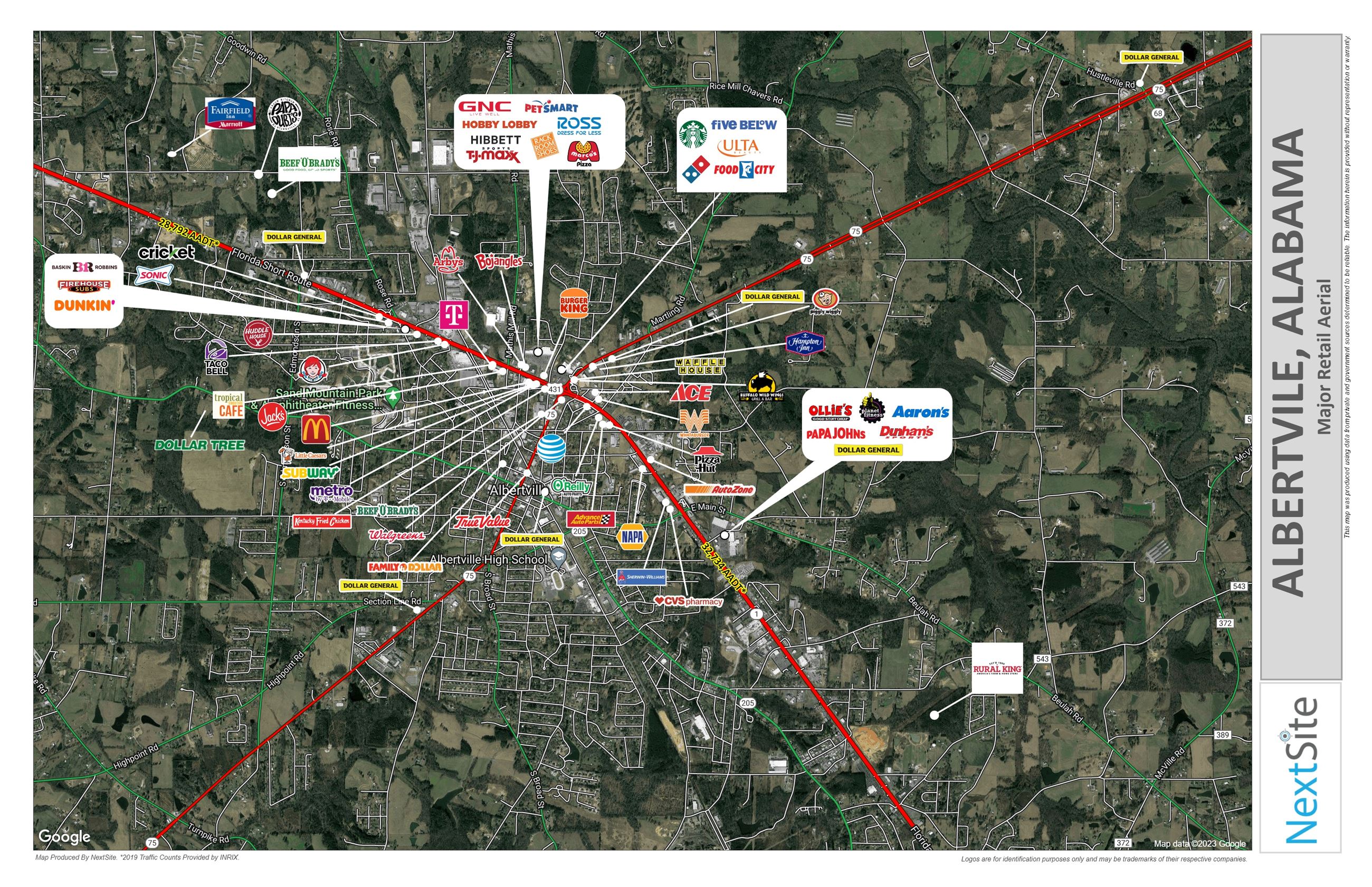 2023 City of Albertville marketing brochure retail map