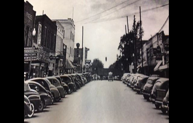 Black and white photo of Main Street